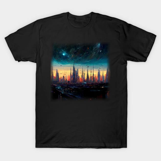 Space City Artwork T-Shirt by maxdax